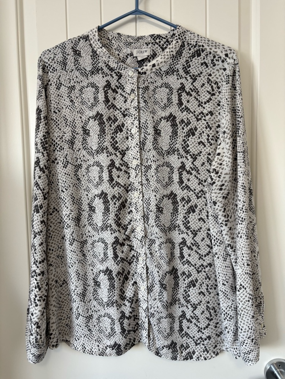 J. Crew Snake-Print Button Front Top